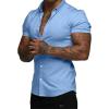 image:imageJMIERR Mens Muscle Fit High Stretch WrinkleFree Button Down Dress Shirts Summer Casual Short Sleeve ShirtA1 Blue