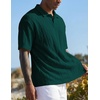 image:imageJMIERR Mens Polo Shirt Textured Knit Button Casual Short Sleeve Summer Vacation Beach Stretchy Golf ShirtsDark Green