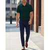 image:imageJMIERR Mens Polo Shirt Textured Knit Button Casual Short Sleeve Summer Vacation Beach Stretchy Golf ShirtsDark Green