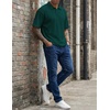 image:imageJMIERR Mens Polo Shirt Textured Knit Button Casual Short Sleeve Summer Vacation Beach Stretchy Golf ShirtsDark Green