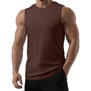 image:imageJMIERR Mens Sleeveless Tank Tops Workout Muscle Gym Ribbed Shirt Athletic Bodybuilding T ShirtsDark Brown