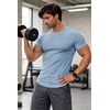 image:imageJMIERR Mens Short Sleeve T Shirt Summer Muscle Slim Fitted Crewneck Longline Tees Shirts for Gym WorkoutC Blue