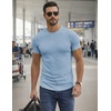 image:imageJMIERR Mens Short Sleeve T Shirt Summer Muscle Slim Fitted Crewneck Longline Tees Shirts for Gym WorkoutC Blue