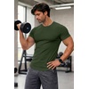 image:imageJMIERR Mens Short Sleeve T Shirt Summer Muscle Slim Fitted Crewneck Longline Tees Shirts for Gym WorkoutD Green