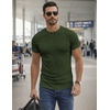image:imageJMIERR Mens Short Sleeve T Shirt Summer Muscle Slim Fitted Crewneck Longline Tees Shirts for Gym WorkoutD Light Green