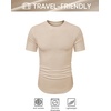 image:imageJMIERR Mens Short Sleeve T Shirt Summer Muscle Slim Fitted Crewneck Longline Tees Shirts for Gym WorkoutE Beige