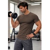 image:imageJMIERR Mens Short Sleeve T Shirt Summer Muscle Slim Fitted Crewneck Longline Tees Shirts for Gym WorkoutE Dark Brown
