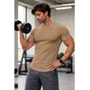 image:imageJMIERR Mens Short Sleeve T Shirt Summer Muscle Slim Fitted Crewneck Longline Tees Shirts for Gym WorkoutF Brown
