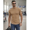 image:imageJMIERR Mens Short Sleeve T Shirt Summer Muscle Slim Fitted Crewneck Longline Tees Shirts for Gym WorkoutF Brown