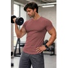 image:imageJMIERR Mens Short Sleeve T Shirt Summer Muscle Slim Fitted Crewneck Longline Tees Shirts for Gym WorkoutF Light Red