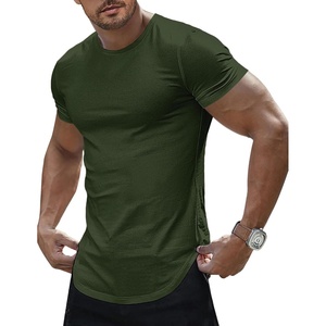 image:imageJMIERR Mens Short Sleeve T Shirt Summer Muscle Slim Fitted Crewneck Longline Tees Shirts for Gym WorkoutD Green