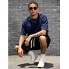 image:imageJMIERR 2026 Mens Baggy Sweat Shorts Lightweight Under Knee Casual Drawstring Y2K Shorts Loose Fit Gym ShortsA Black
