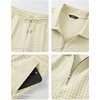 image:imageJMIERR Mens Summer Outfits 2 Piece Short Sets Beach Waffle 14 Zip Polo Shirts Casual Loose Pant LoungewearBeige