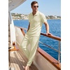 image:imageJMIERR Mens Summer Outfits 2 Piece Short Sets Beach Waffle 14 Zip Polo Shirts Casual Loose Pant LoungewearBeige