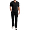 image:imageJMIERR Mens Summer Outfits 2 Piece Short Sets Beach Waffle 14 Zip Polo Shirts Casual Loose Pant LoungewearBlack