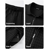 image:imageJMIERR Mens Summer Outfits 2 Piece Short Sets Beach Waffle 14 Zip Polo Shirts Casual Loose Pant LoungewearBlack