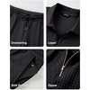 image:imageJMIERR Mens Summer Outfits 2 Piece Short Sets Beach Waffle 14 Zip Polo Shirts Casual Loose Pant LoungewearDark Grey