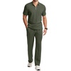 image:imageJMIERR Mens Summer Outfits 2 Piece Short Sets Beach Waffle 14 Zip Polo Shirts Casual Loose Pant LoungewearGreen