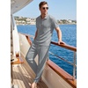 image:imageJMIERR Mens Summer Outfits 2 Piece Short Sets Beach Waffle 14 Zip Polo Shirts Casual Loose Pant LoungewearGrey