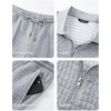 image:imageJMIERR Mens Summer Outfits 2 Piece Short Sets Beach Waffle 14 Zip Polo Shirts Casual Loose Pant LoungewearGrey