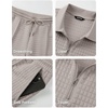 image:imageJMIERR Mens Summer Outfits 2 Piece Short Sets Beach Waffle 14 Zip Polo Shirts Casual Loose Pant LoungewearKhaki