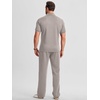 image:imageJMIERR Mens Summer Outfits 2 Piece Short Sets Beach Waffle 14 Zip Polo Shirts Casual Loose Pant LoungewearKhaki
