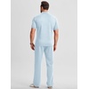 image:imageJMIERR Mens Summer Outfits 2 Piece Short Sets Beach Waffle 14 Zip Polo Shirts Casual Loose Pant LoungewearLight Blue