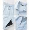 image:imageJMIERR Mens Summer Outfits 2 Piece Short Sets Beach Waffle 14 Zip Polo Shirts Casual Loose Pant LoungewearLight Blue