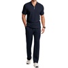image:imageJMIERR Mens Summer Outfits 2 Piece Short Sets Beach Waffle 14 Zip Polo Shirts Casual Loose Pant LoungewearNavy Blue