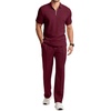 image:imageJMIERR Mens Summer Outfits 2 Piece Short Sets Beach Waffle 14 Zip Polo Shirts Casual Loose Pant LoungewearRed