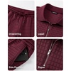 image:imageJMIERR Mens Summer Outfits 2 Piece Short Sets Beach Waffle 14 Zip Polo Shirts Casual Loose Pant LoungewearRed