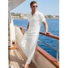 image:imageJMIERR Mens Summer Outfits 2 Piece Short Sets Beach Waffle 14 Zip Polo Shirts Casual Loose Pant LoungewearWhite