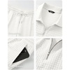 image:imageJMIERR Mens Summer Outfits 2 Piece Short Sets Beach Waffle 14 Zip Polo Shirts Casual Loose Pant LoungewearWhite