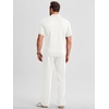 image:imageJMIERR Mens Summer Outfits 2 Piece Short Sets Beach Waffle 14 Zip Polo Shirts Casual Loose Pant LoungewearWhite