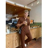 image:imageJMIERR Mens Two Piece Outfits Short Sleeve Polo Shirts amp Loose Pants Sets Casual Summer Textured SuitsChocolate Brown