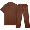 image:imageJMIERR Mens Two Piece Outfits Short Sleeve Polo Shirts amp Loose Pants Sets Casual Summer Textured SuitsChocolate Brown