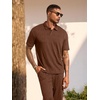 image:imageJMIERR Mens Two Piece Outfits Short Sleeve Polo Shirts amp Loose Pants Sets Casual Summer Textured SuitsChocolate Brown