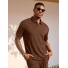 image:imageJMIERR Mens Two Piece Outfits Short Sleeve Polo Shirts amp Loose Pants Sets Casual Summer Textured SuitsChocolate Brown