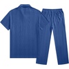 image:imageJMIERR Mens Two Piece Outfits Short Sleeve Polo Shirts amp Loose Pants Sets Casual Summer Textured SuitsDark Blue