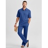 image:imageJMIERR Mens Two Piece Outfits Short Sleeve Polo Shirts amp Loose Pants Sets Casual Summer Textured SuitsDark Blue