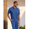 image:imageJMIERR Mens Two Piece Outfits Short Sleeve Polo Shirts amp Loose Pants Sets Casual Summer Textured SuitsDark Blue