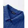 image:imageJMIERR Mens Two Piece Outfits Short Sleeve Polo Shirts amp Loose Pants Sets Casual Summer Textured SuitsDark Blue
