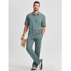image:imageJMIERR Mens Two Piece Outfits Short Sleeve Polo Shirts amp Loose Pants Sets Casual Summer Textured SuitsGrey Green