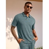 image:imageJMIERR Mens Two Piece Outfits Short Sleeve Polo Shirts amp Loose Pants Sets Casual Summer Textured SuitsGrey Green
