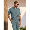 image:imageJMIERR Mens Two Piece Outfits Short Sleeve Polo Shirts amp Loose Pants Sets Casual Summer Textured SuitsGrey Green
