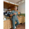 image:imageJMIERR Mens Two Piece Outfits Short Sleeve Polo Shirts amp Loose Pants Sets Casual Summer Textured SuitsGrey Green