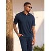 image:imageJMIERR Mens Two Piece Outfits Short Sleeve Polo Shirts amp Loose Pants Sets Casual Summer Textured SuitsNavy Blue