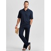 image:imageJMIERR Mens Two Piece Outfits Short Sleeve Polo Shirts amp Loose Pants Sets Casual Summer Textured SuitsNavy Blue