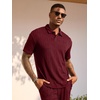 image:imageJMIERR Mens Two Piece Outfits Short Sleeve Polo Shirts amp Loose Pants Sets Casual Summer Textured SuitsRed