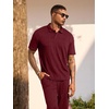 image:imageJMIERR Mens Two Piece Outfits Short Sleeve Polo Shirts amp Loose Pants Sets Casual Summer Textured SuitsRed